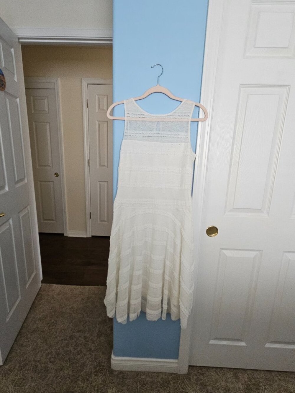 Mid length white lace dress